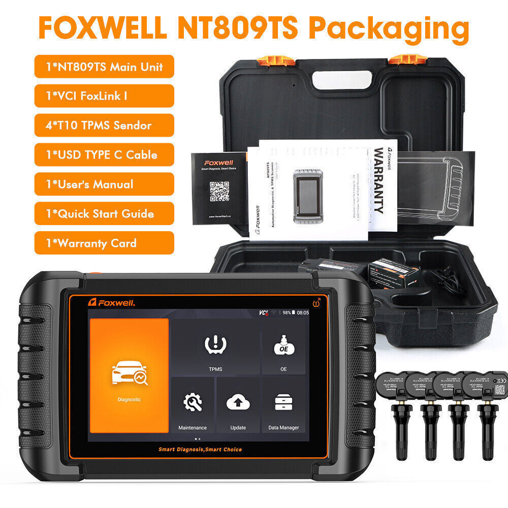FOXWELL NT809TS OBD2 Scanner Diagnostic Tool TPMS Programming Car Bi-Directional