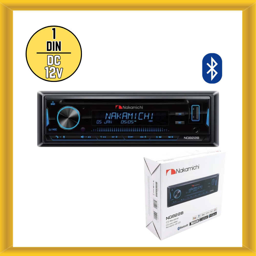 Nakamichi NQ822B 1-DIN CD/MP3/USB Car Stereo in-Dash Receiver with Bluetooth New