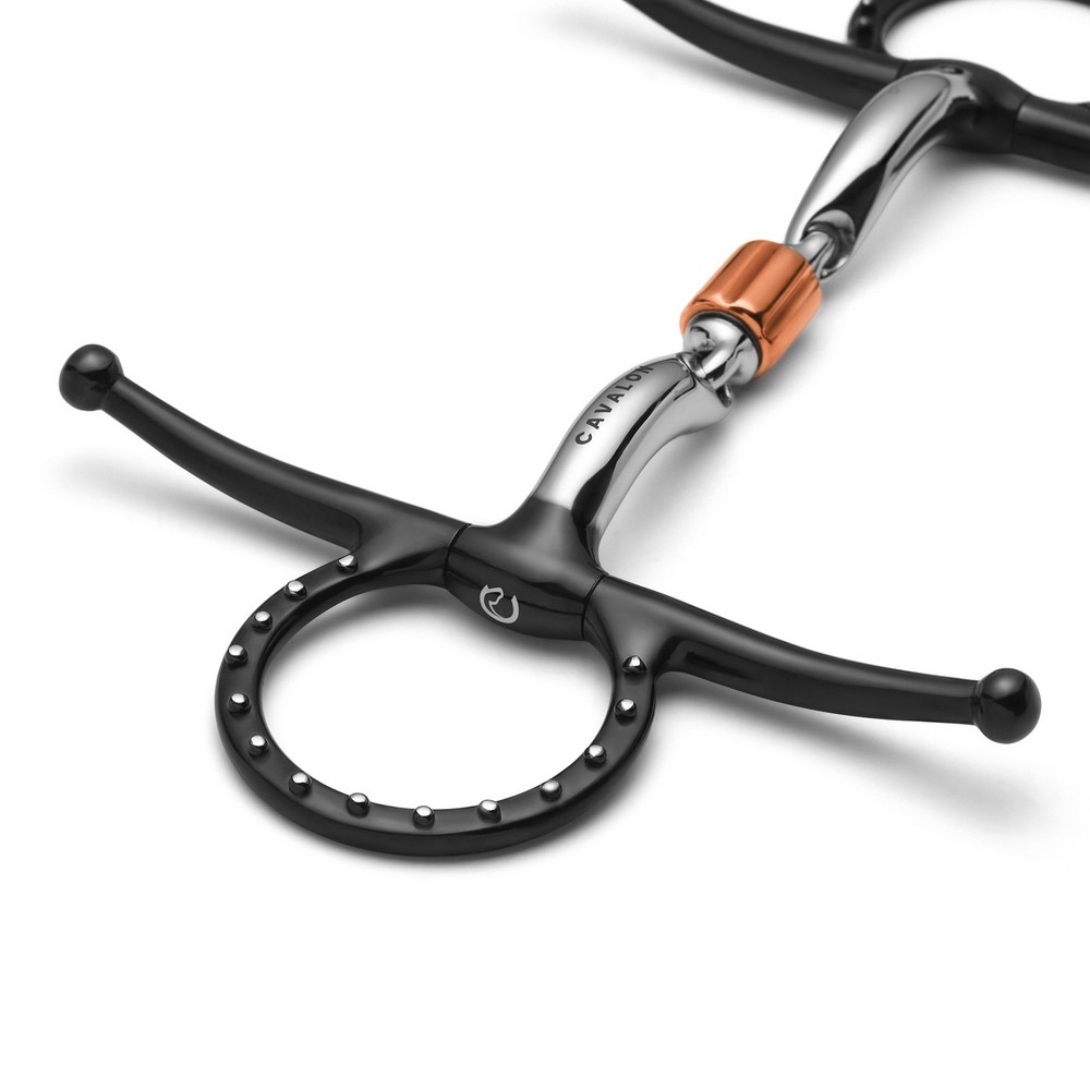 Cavalon Full Cheek 3-Piece Cricket Roller Silver Dotted Snaffle Bit