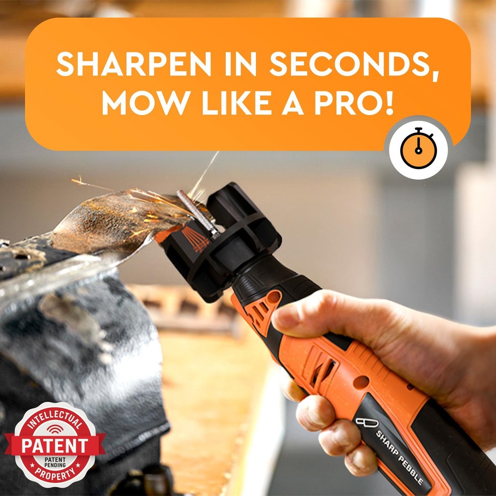 Sharp Pebble Cordless Lawn Mower Blade Sharpener – Adjustable 20° 40° Angle G...