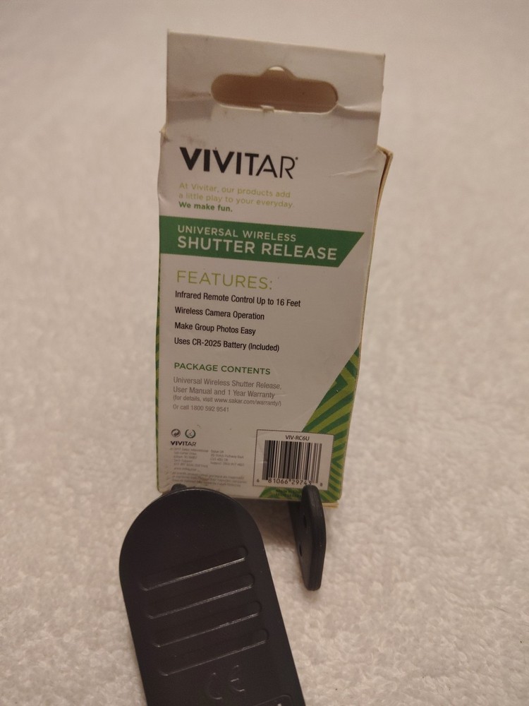 Vivitar VIV-RC6 ~ Universal Wireless Shutter Release (Black) ~ Open Box ~ NEW