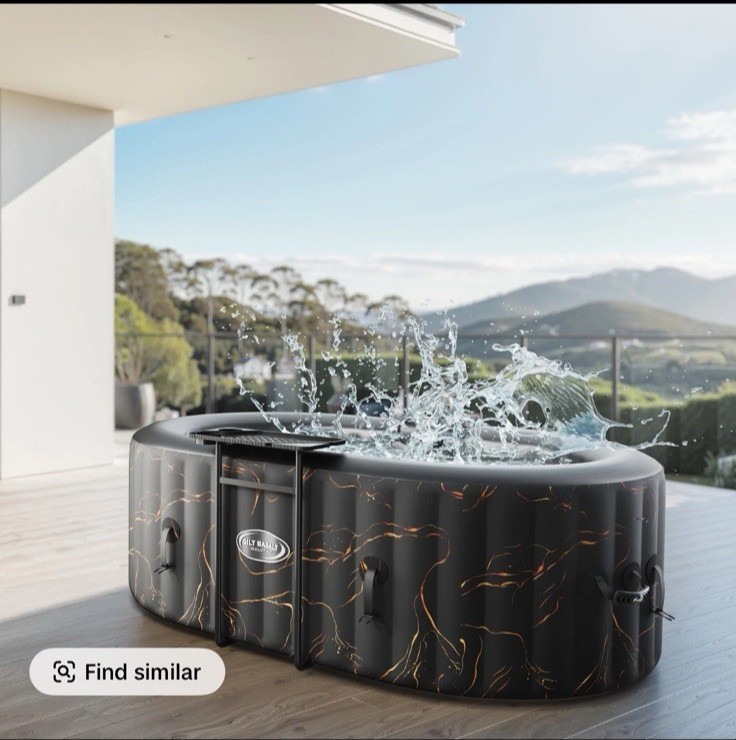 RELXTIME Portable Small Hot Tub for 2 Person Outdoor Oval Hot Tub. Black