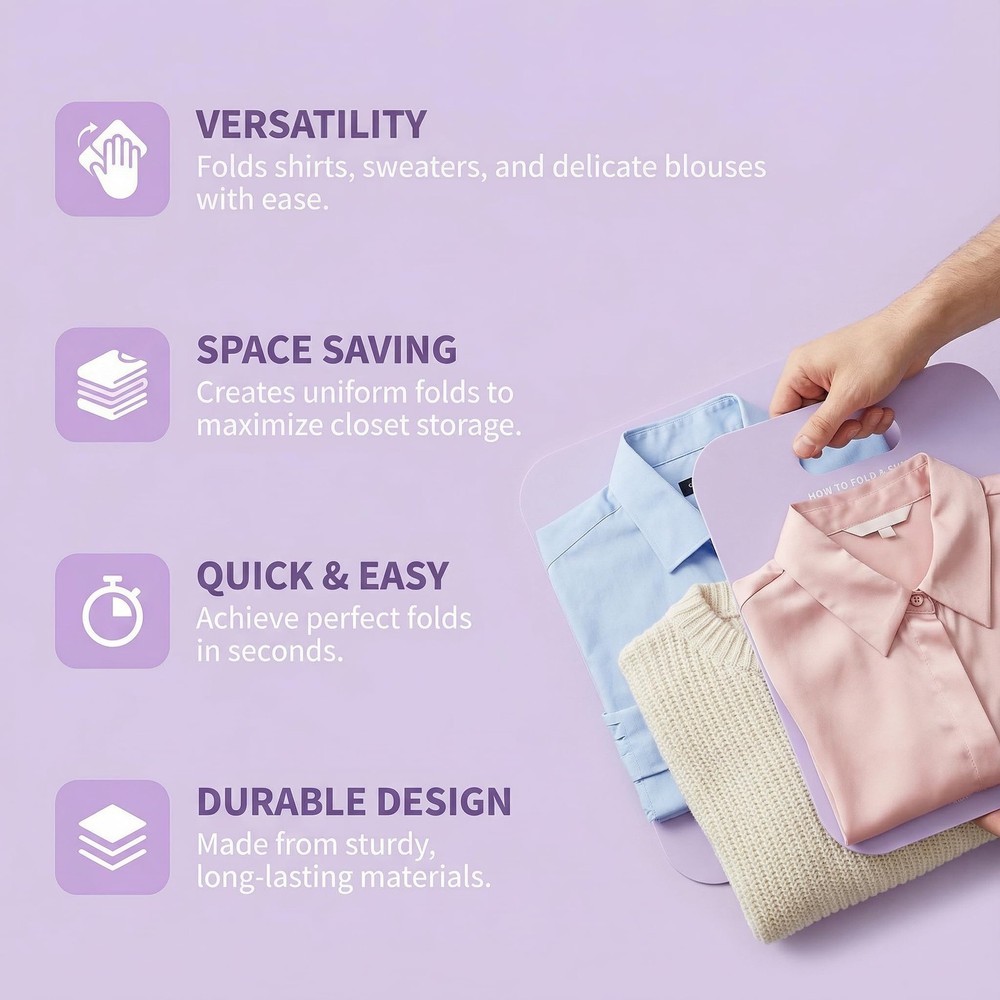 2 Pcs Shirt Folding Board, Portable Clothes Folder Plastic Laundry folders fo...
