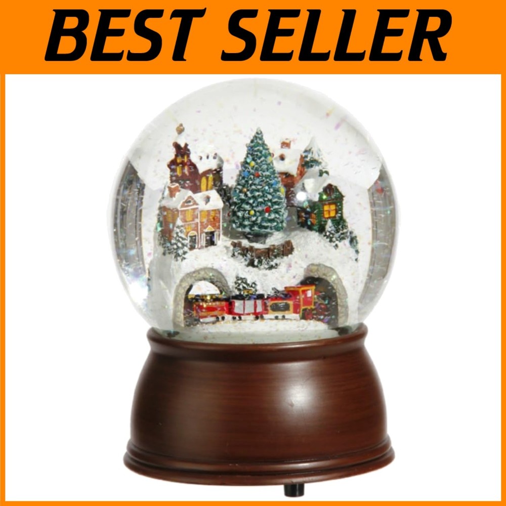 Colorful House & Train Water Globe
