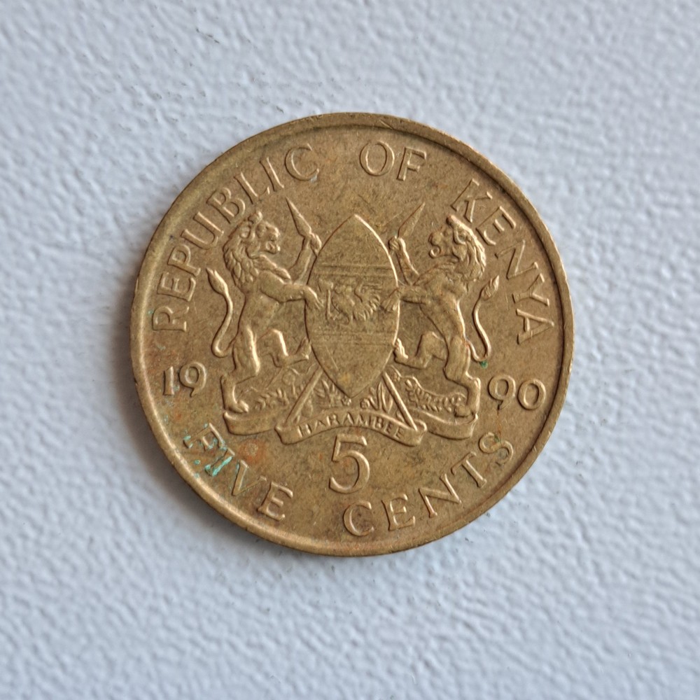 1990 Kenya 5 Cent Coin (Very Nice)