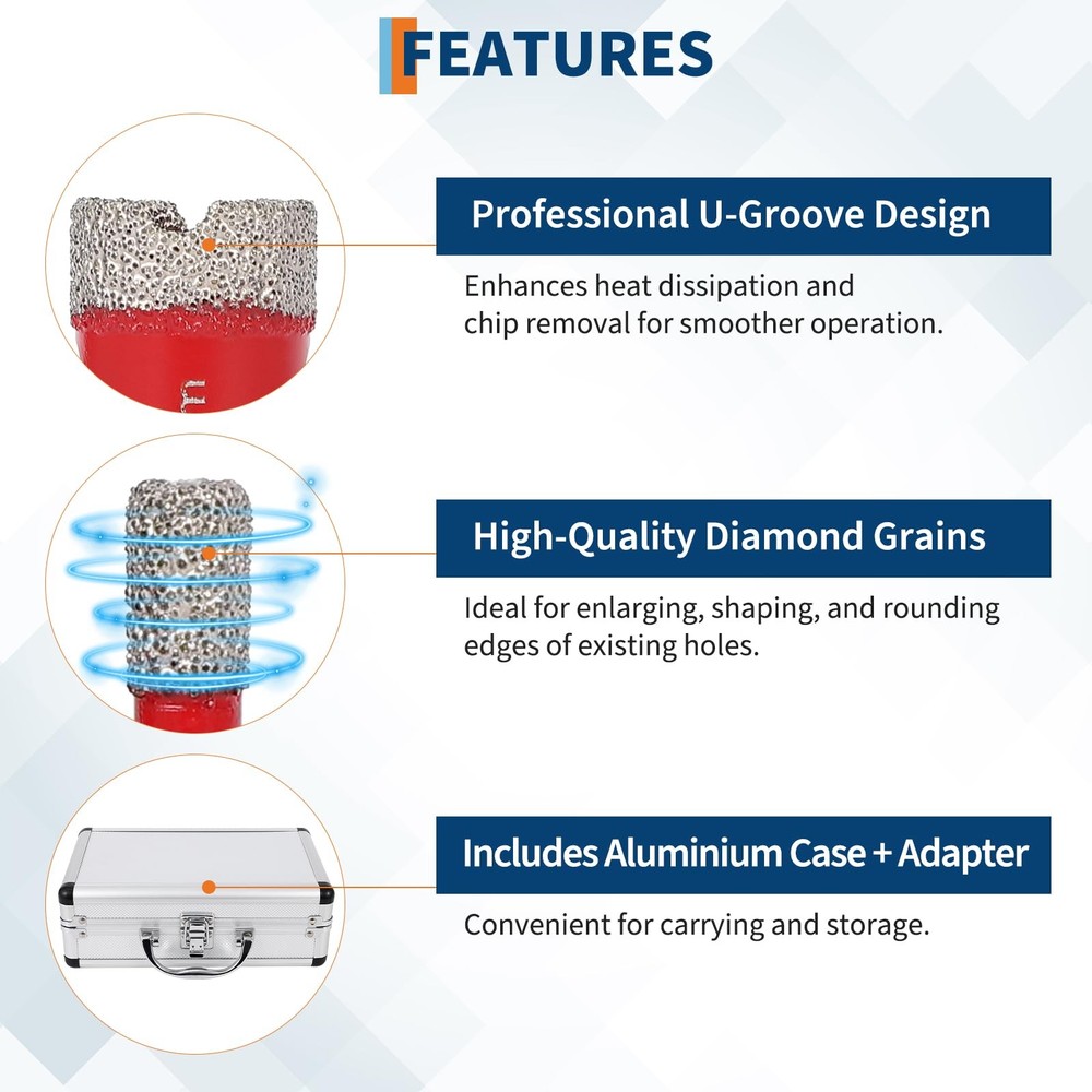 Diamond Hole Saw Kit with Chamfer Drill Bit – Evacuate Brazed Core Drill Bits