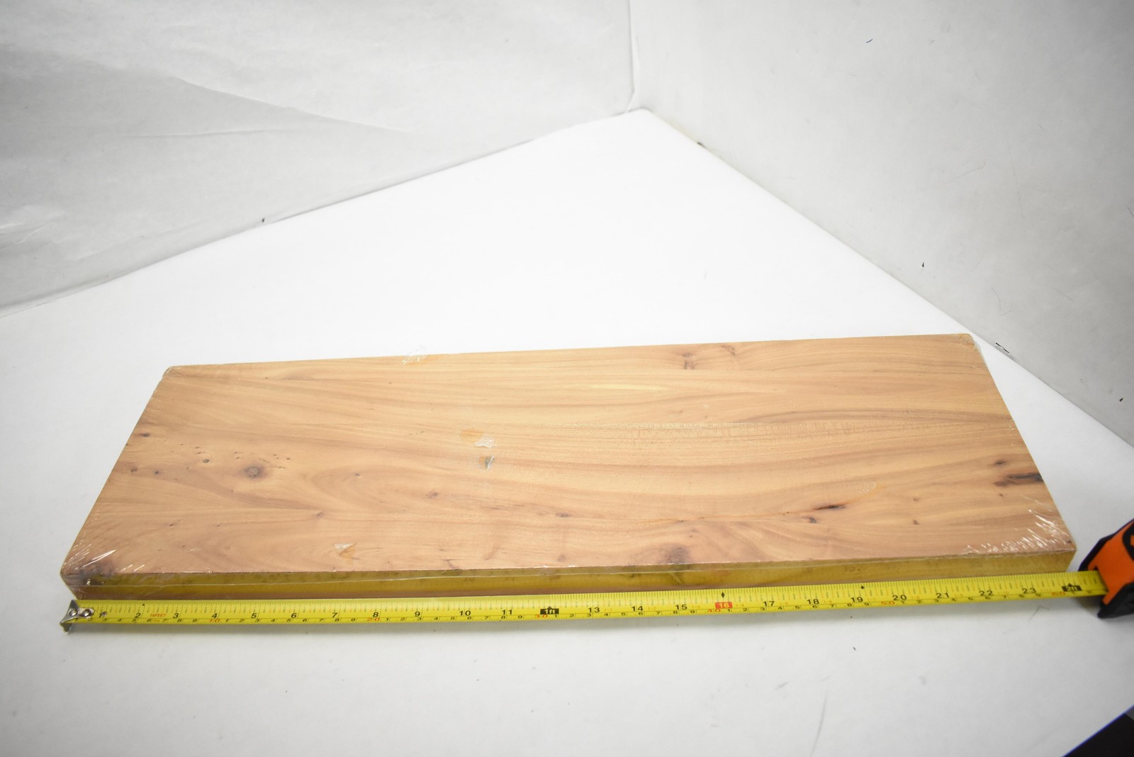 Floating Wood Shelf Hidden Hardware 24" x 8" Deep Floating Shelf Light Brown