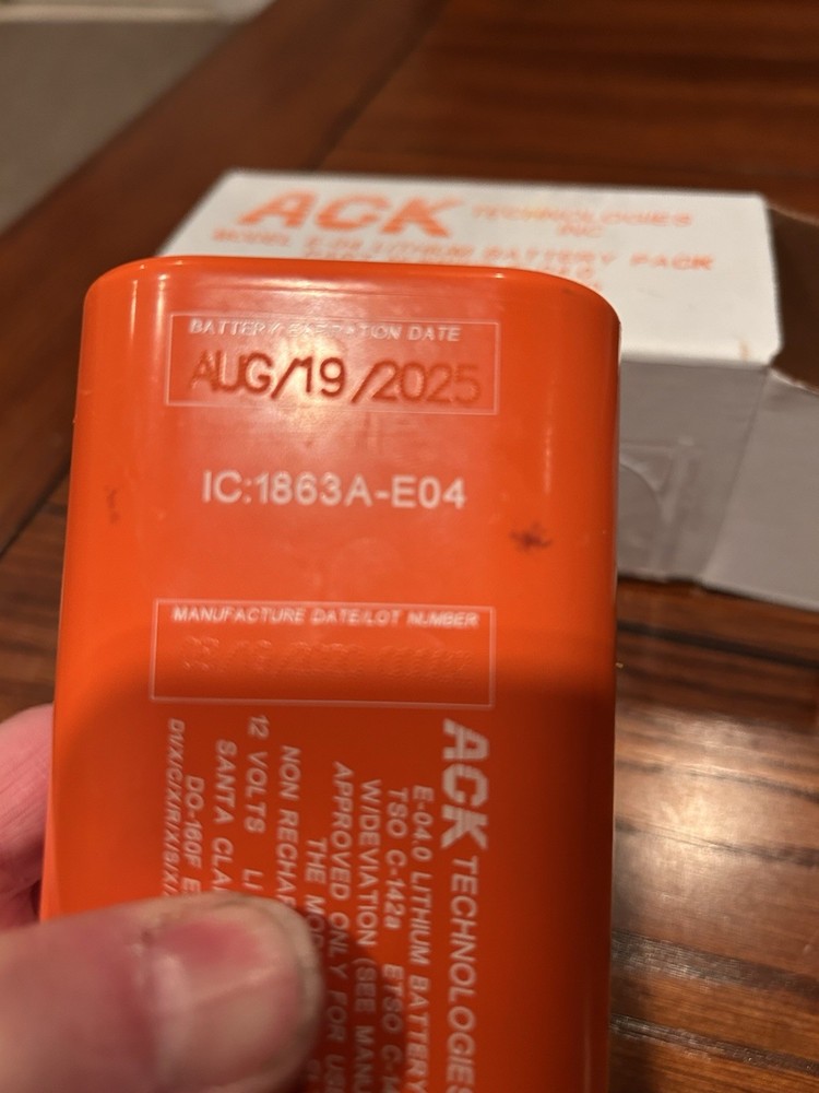 ACK E-04.0 Replacement Battery for 406MHz ELT USED
