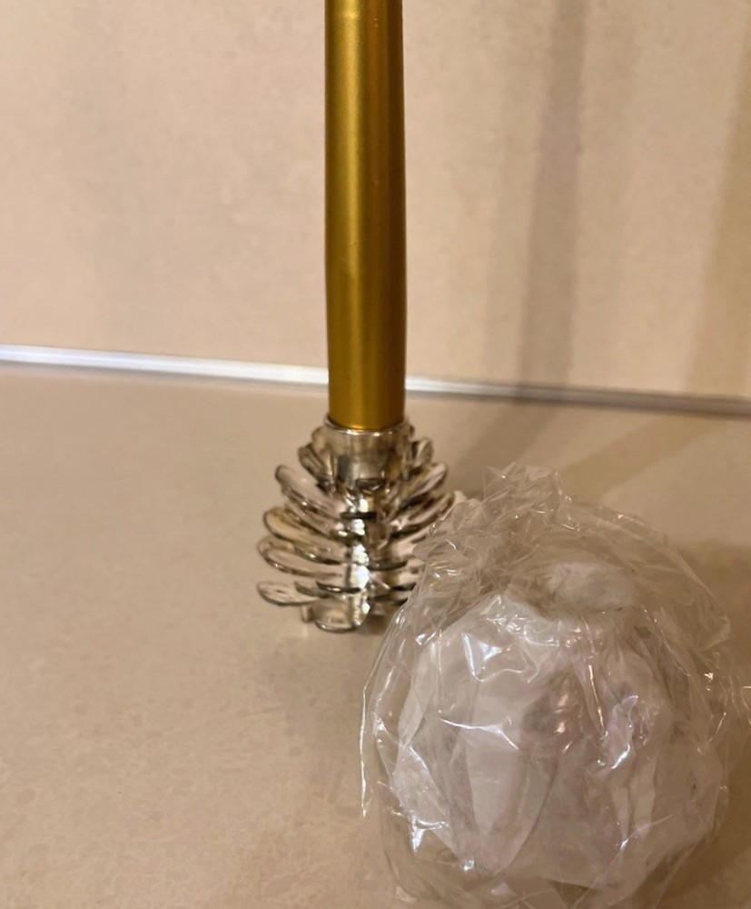 Silverplated Pine Cone Candle Holders Set 2 NIB