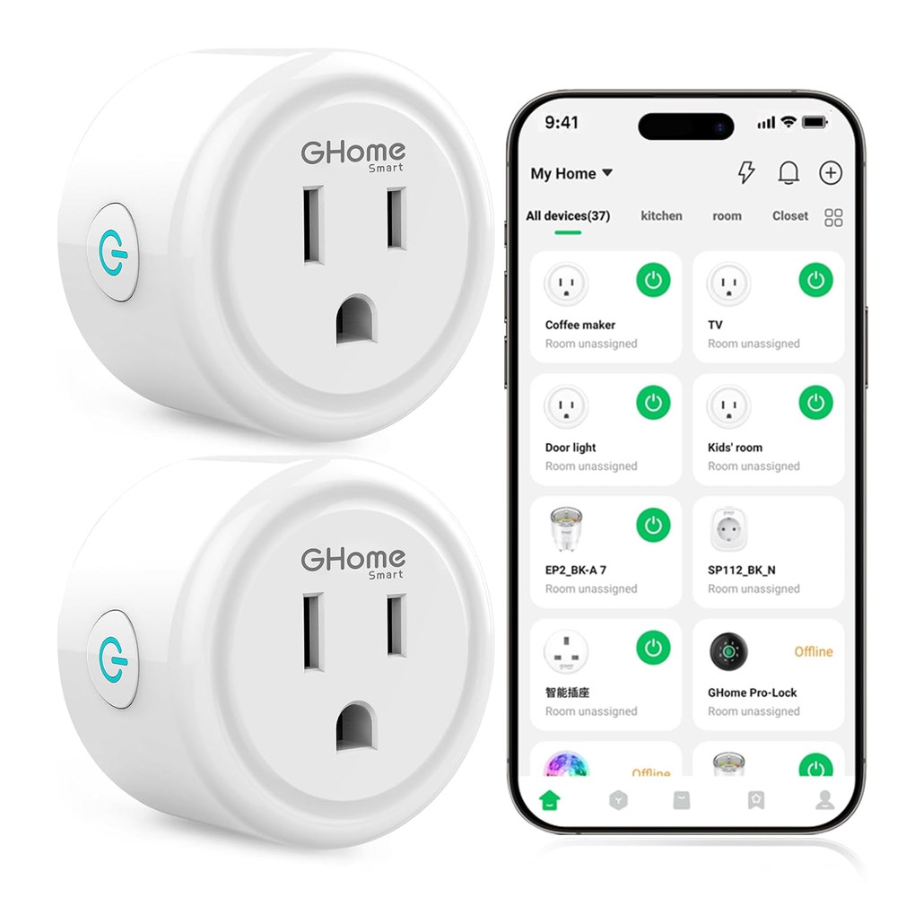Wi-Fi Smart Plug for Alexa & Google Home – App Remote Control, Timer Function, 2