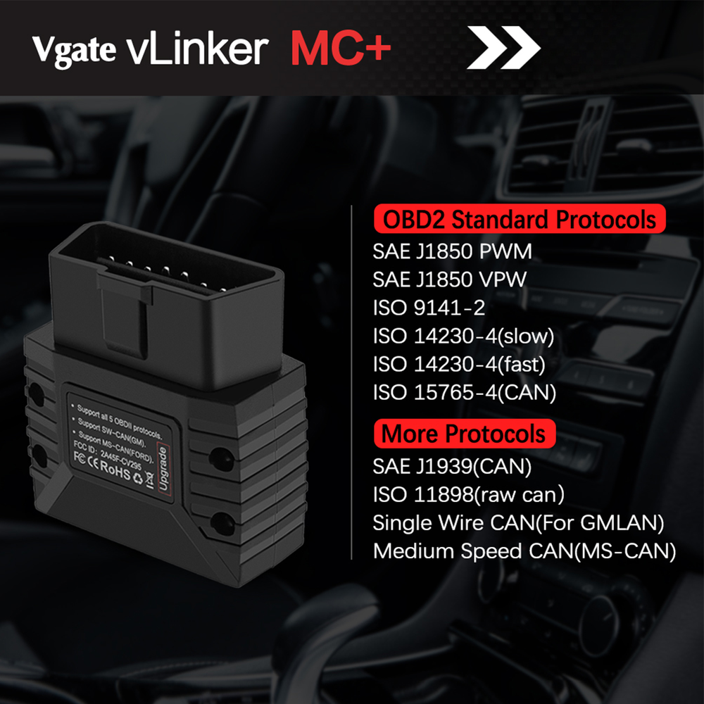 vLinker MC+ BLE V2.2 Bluetooth 4.0 Scanner OBD2 Car Diagnostic Tool iOS &Android