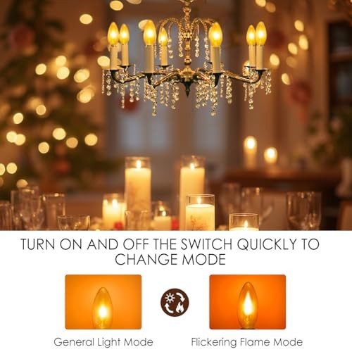 Flame Light Bulbs,Flickering Flame Bulbs with 2 Modes,E26 E26-6PACK 1800k