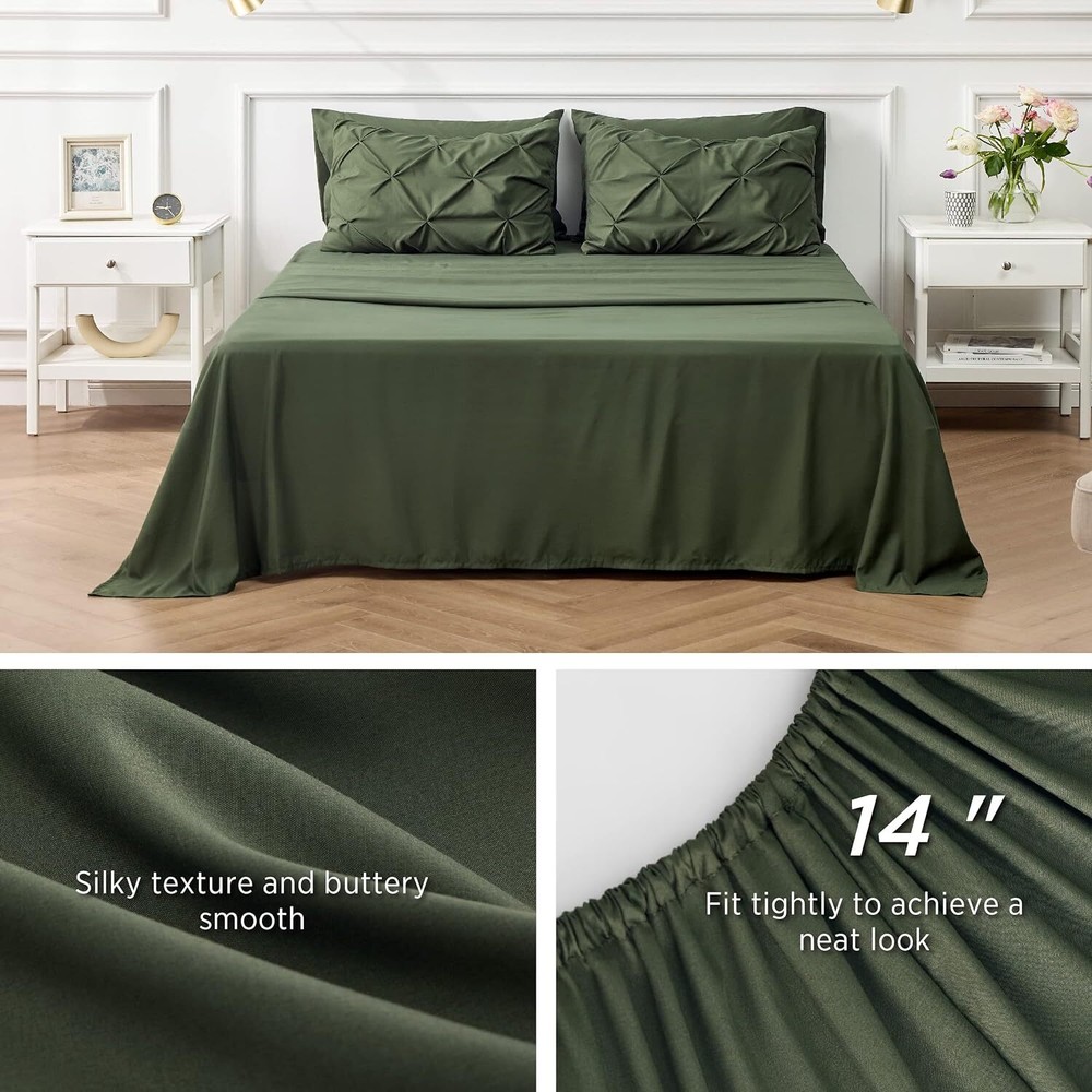 Bedsure Full Size Comforter Sets - Bedding 7 Full, Olive Green