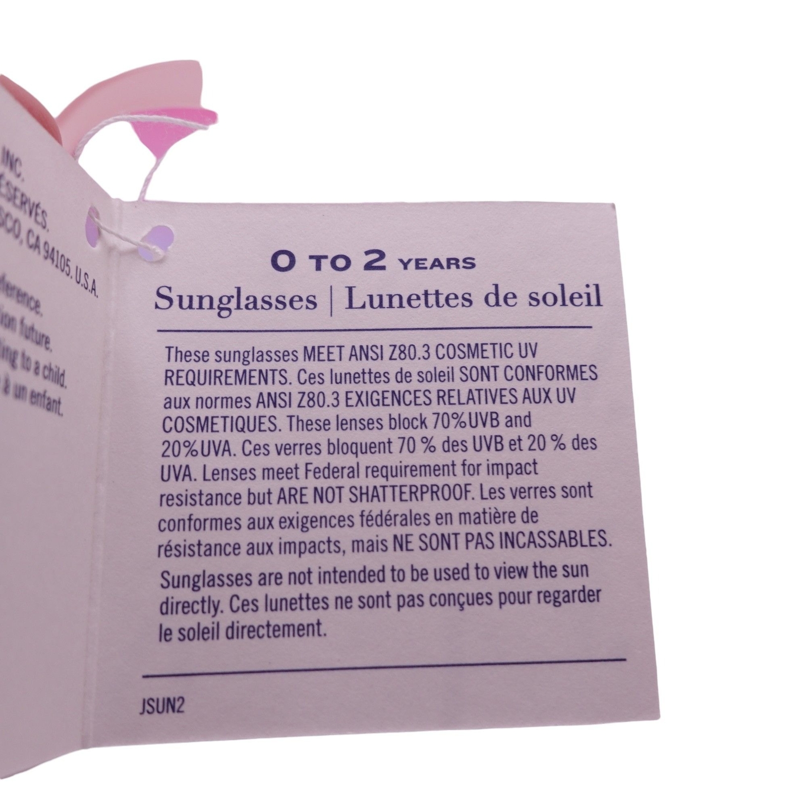 NWT Janie And Jack Ombre Cat-Eye Sunglasses Girls Petal Pink 0-2 Years Tinted
