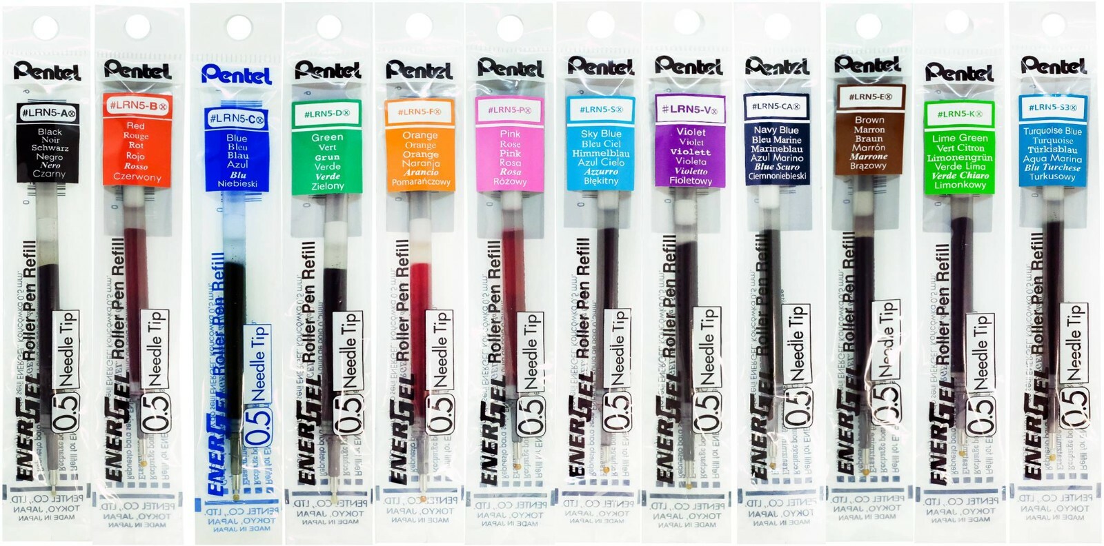 Pentel LRN5 EnerGel Gel Pen Ink Refills, Needle Tip, 0.5mm Fine Point, 6 Packs