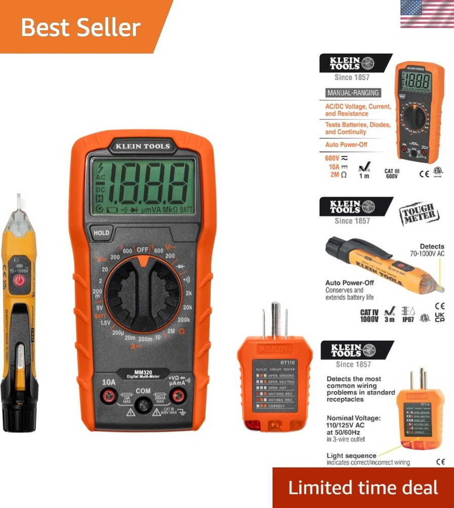 Klein Tools Digital Multimeter & Voltage Tester Kit - Safe, Compact & Reliable