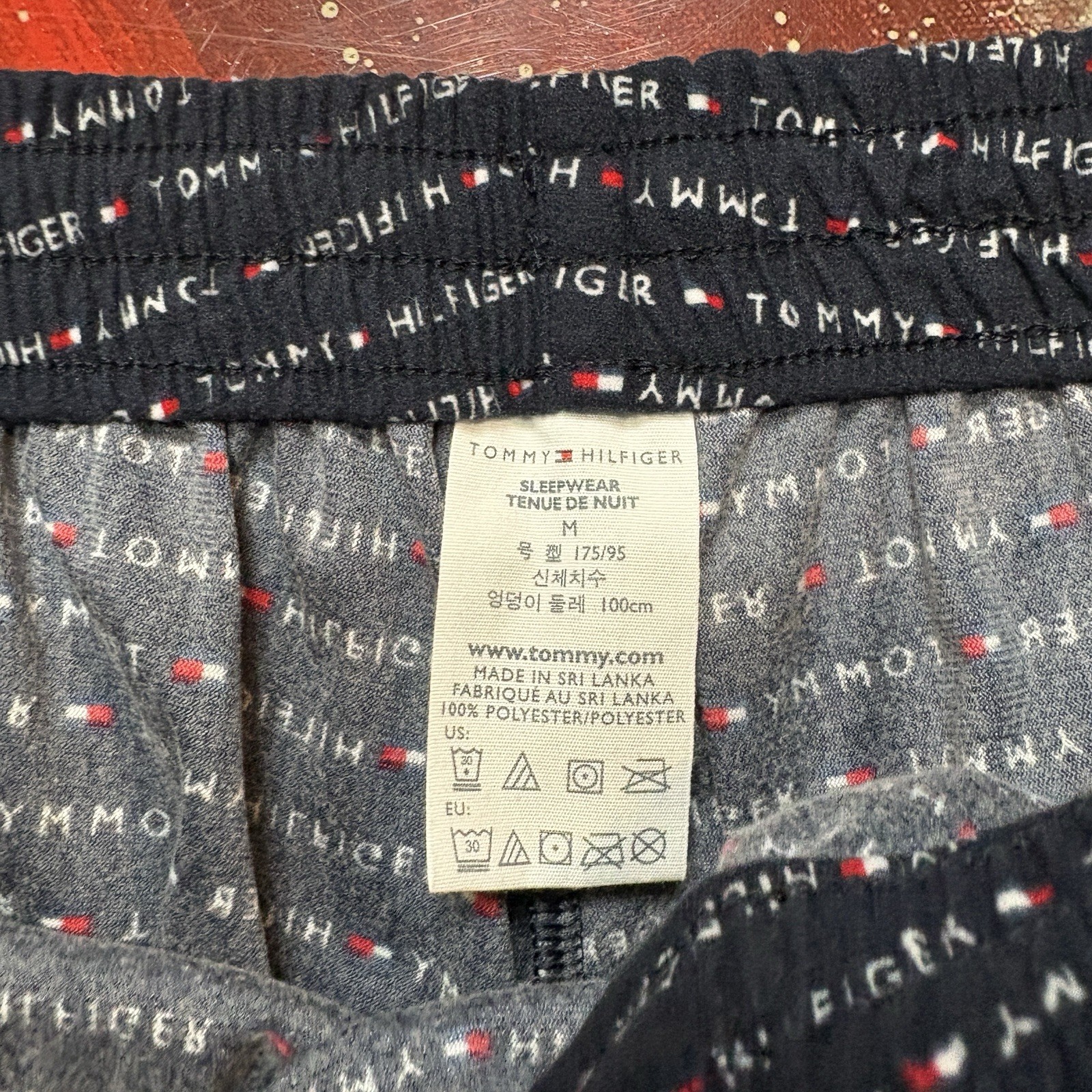 $42 Tommy Hilfiger Medium Wedgewood Pajama Sleepwear Blue Pants Drawstring NEW