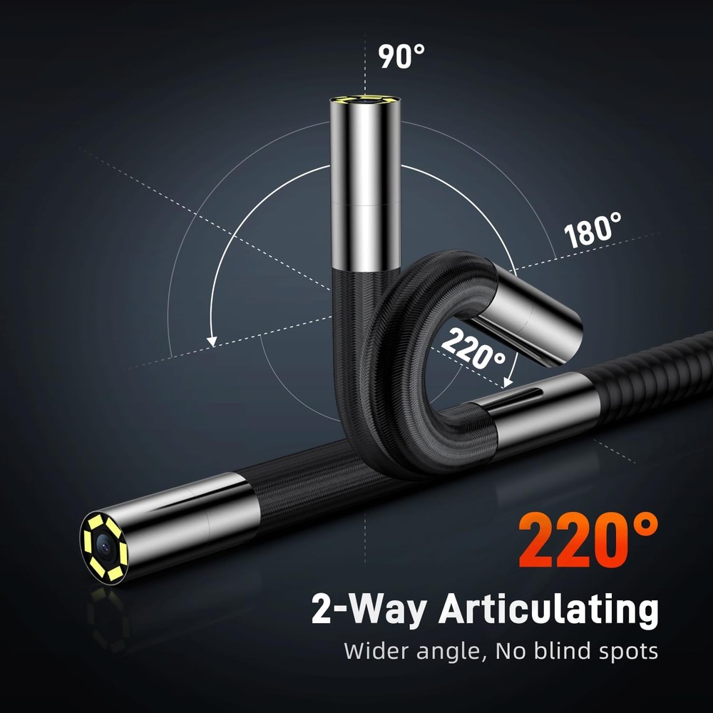 Two-Way Articulating Borescope with Probe Hover Lock, 6.2mm Endoscope Camera ...