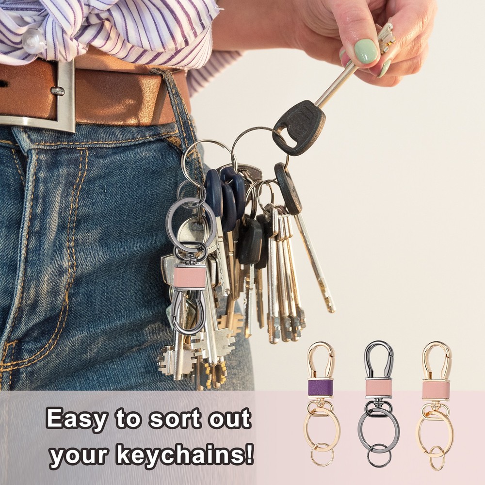 4 Pcs Metal Keychain Key Clip Hook, Black/Multicolor