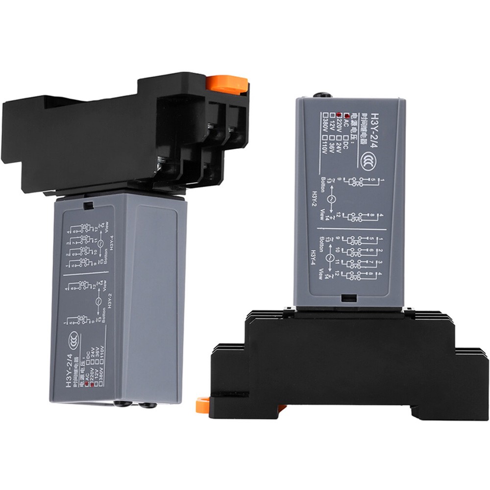 2Pcs Adjustable Digital Time Relay Cycle Time Delay Relay with Base AC 220V