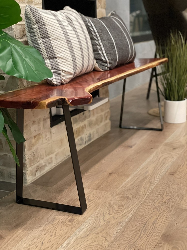 rustic wood bench