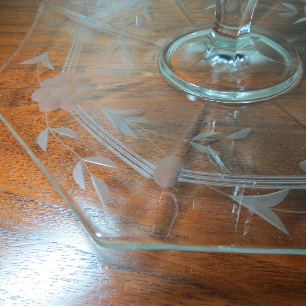 Imperial Glass Molly Pattern 8 sided handled tray with cutting