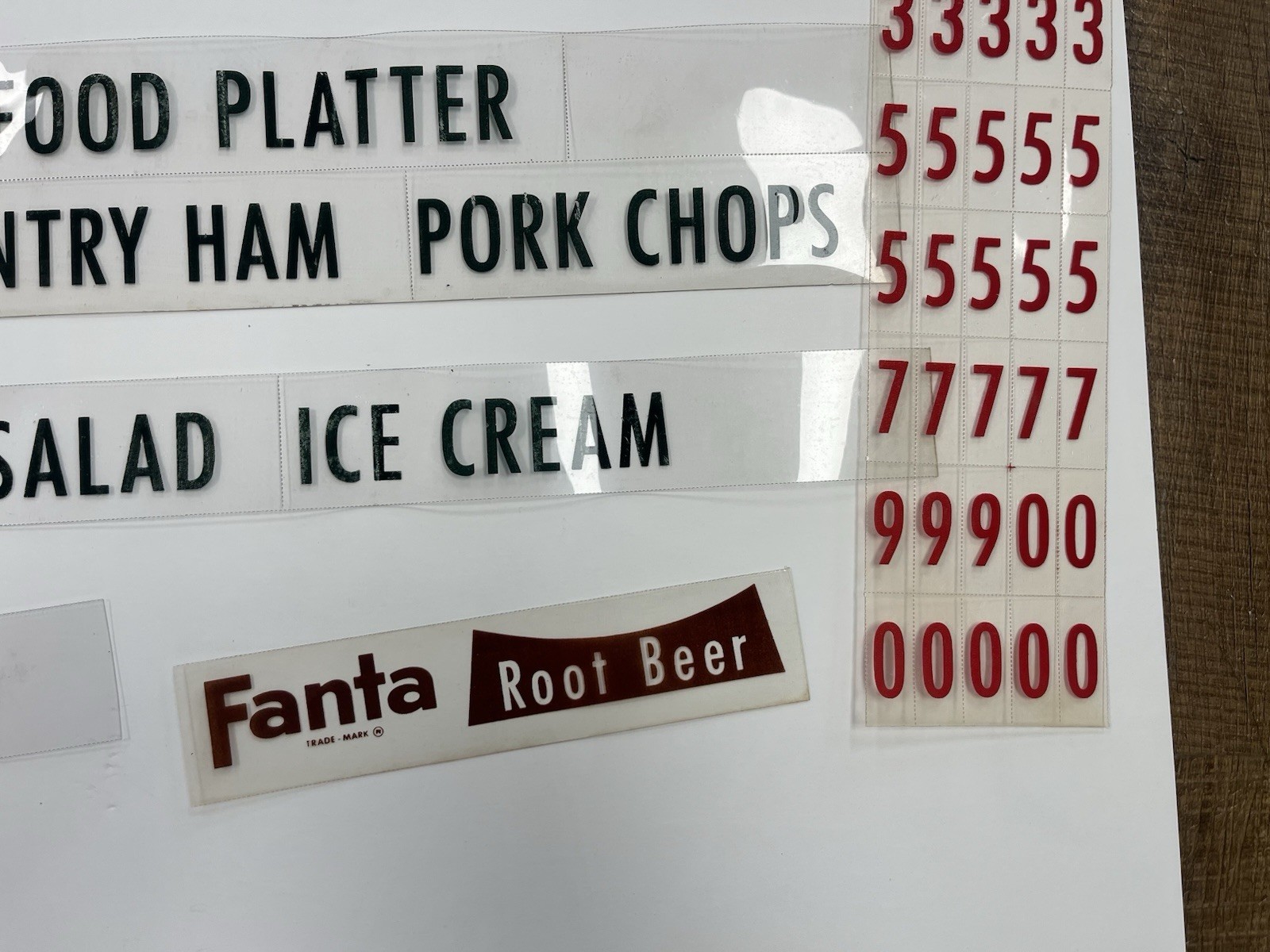 Original Coca-Cola Green 1950-60’s Menu Board Clear Pricing Numbers & Letters