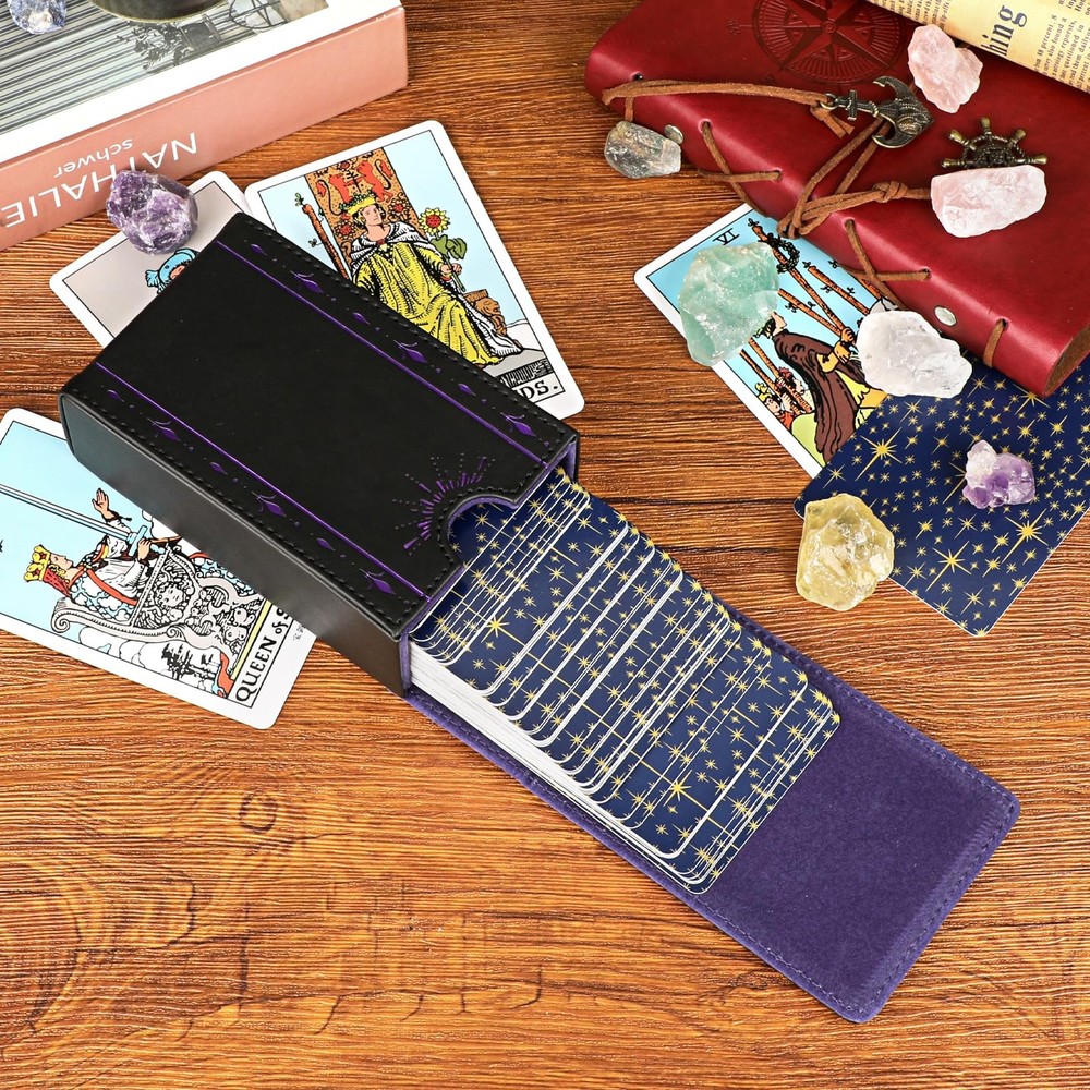 PU Leather Tarot Card Protective Case, Sun Moon Pattern Design Tarot Deck Sto...