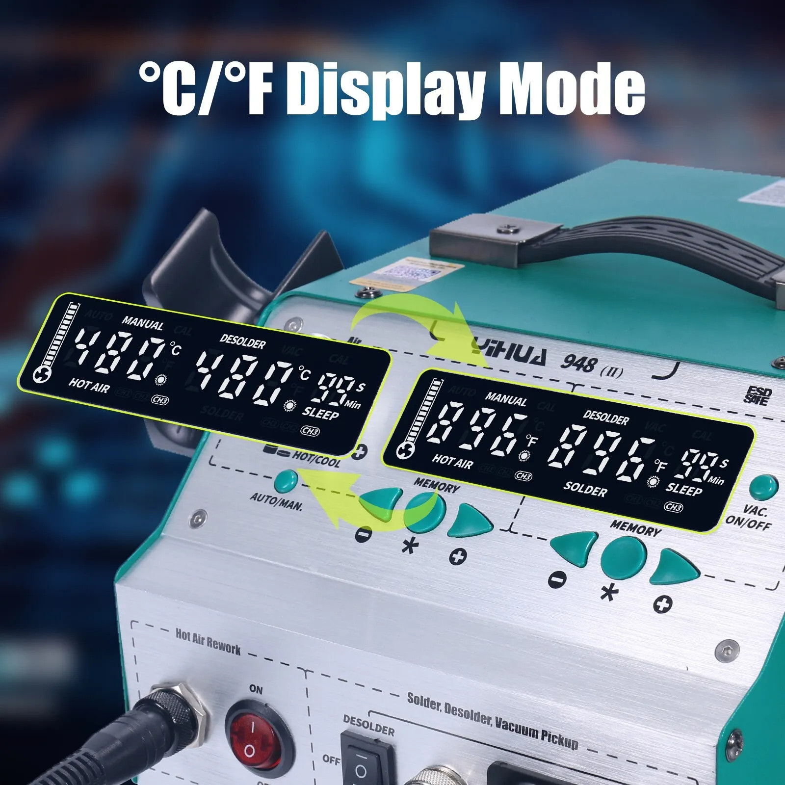 YIHUA 948-II 4-in-1 780W Hot Air Digital Display Desoldering Rework Station