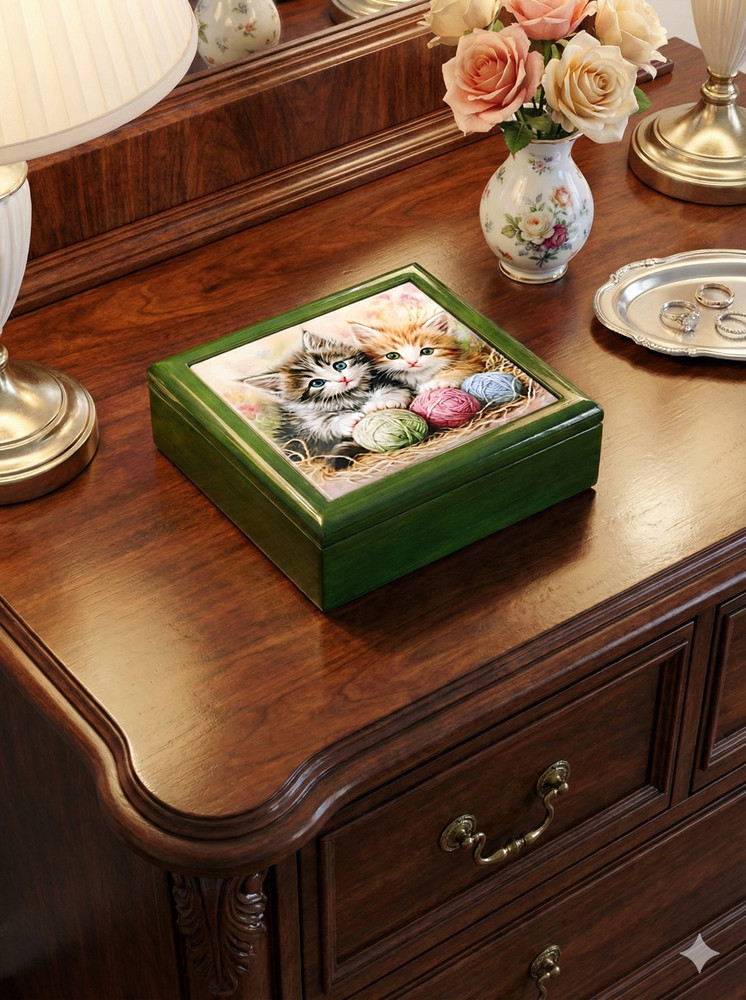 Emerald Finish Keepsake Box with 4.25" x 4".25 Tile