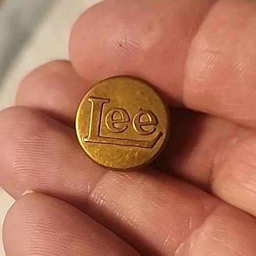 #3 Antique Lee Jeans Brass Stud Button Good Condition