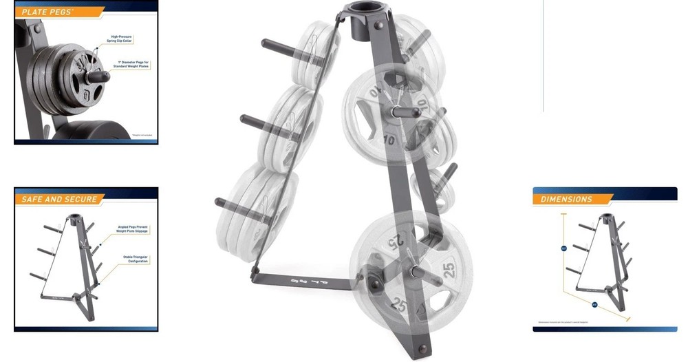 Triangular Weight Plate Storage Rack - Space-Saving Design for Home Gym