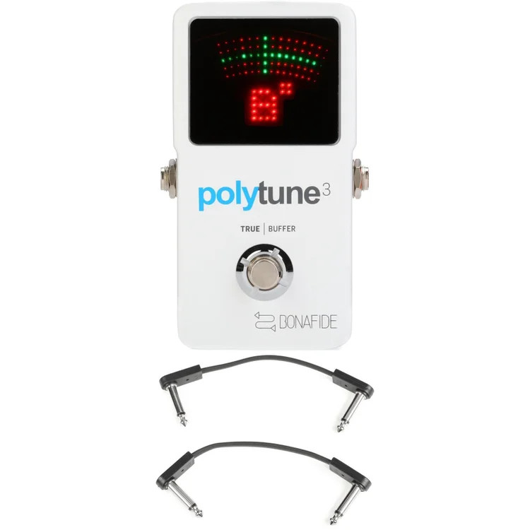 TC Electronic PolyTune 3 Polyphonic LED Guitar Tuner Pedal with EBS Patch Cables