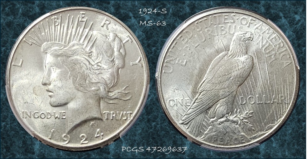 1924-S Peace Dollar MS-63 PCGS VIDEO