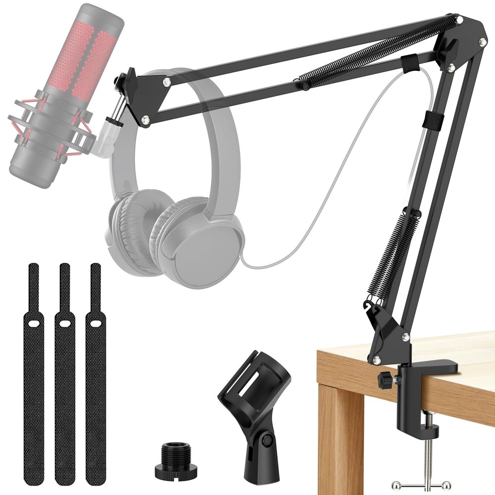 Microphone Stand, Adjustable Microphone Desk Stand for HyperX Mic Boom Arm St...