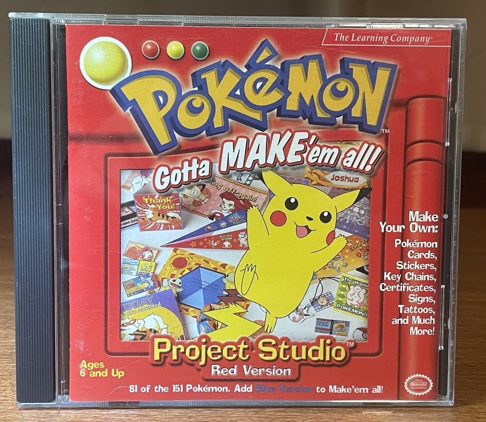 POKÉMON Project Studio Red Version Gotta Make 'em All Nintendo CD-ROM Windows