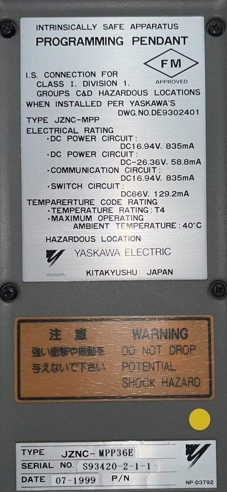 YASKAWA JZNC-MPP36E TEACH PENDANT