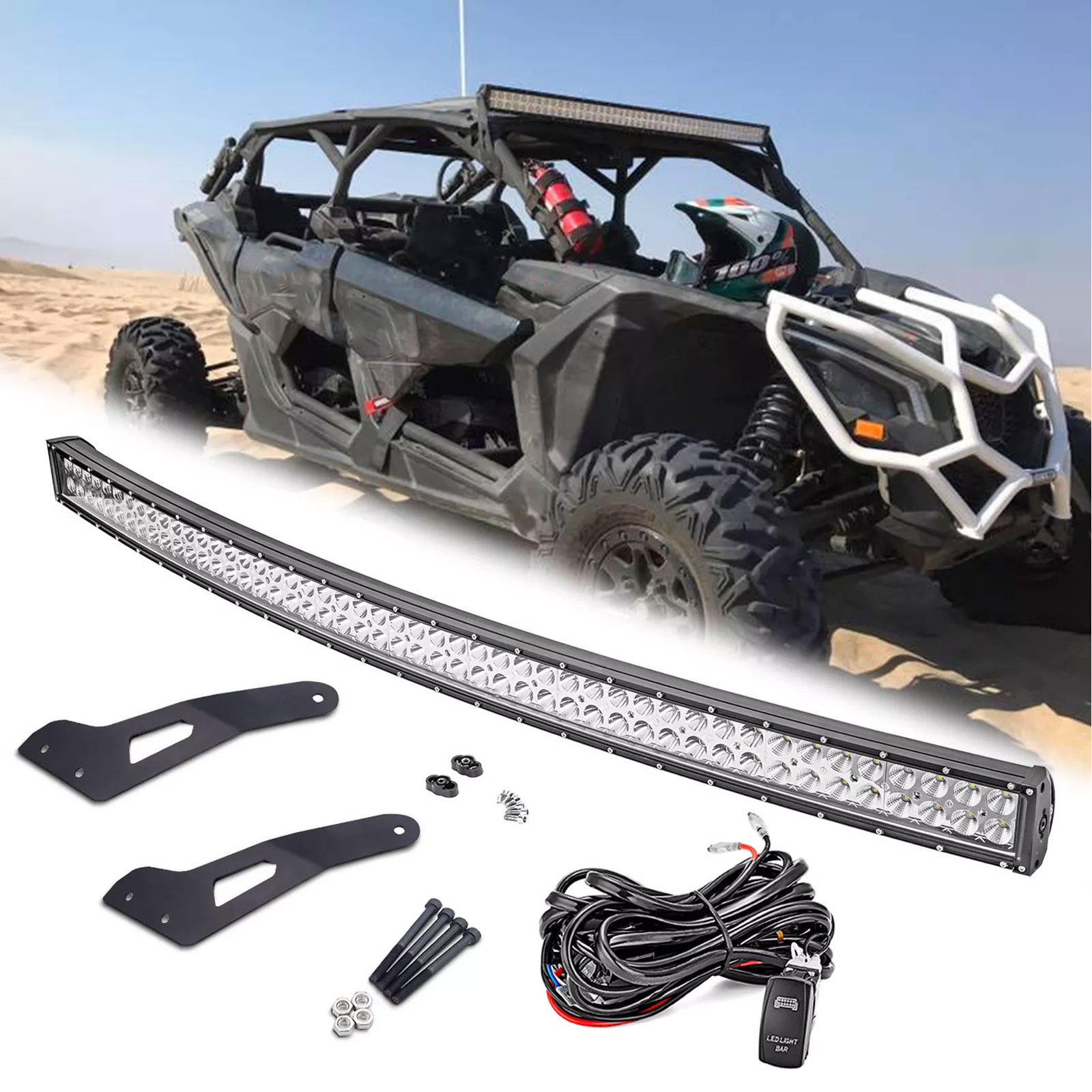 Fit Can-am Maverick X3 DS RS MAX Curved 52" LED Light Bar Upper Roof Brackets