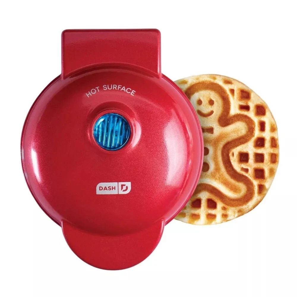 Dash Gingerbread Man Mini Waffle Maker, Red - New