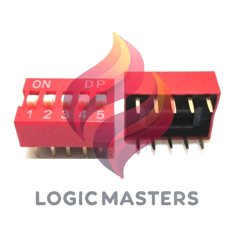 5 Pcs Slide Type Switch Module 2.54mm 5-Bit 5 Position Way DIP Red Pitch