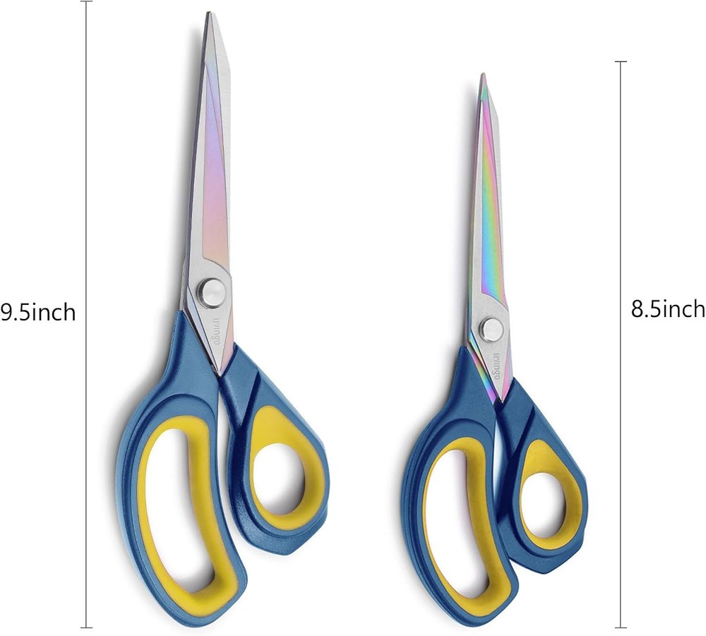 LIVINGO 2 Pack Sharp Fabric Scissors - Heavy Duty All Blue & Yellow