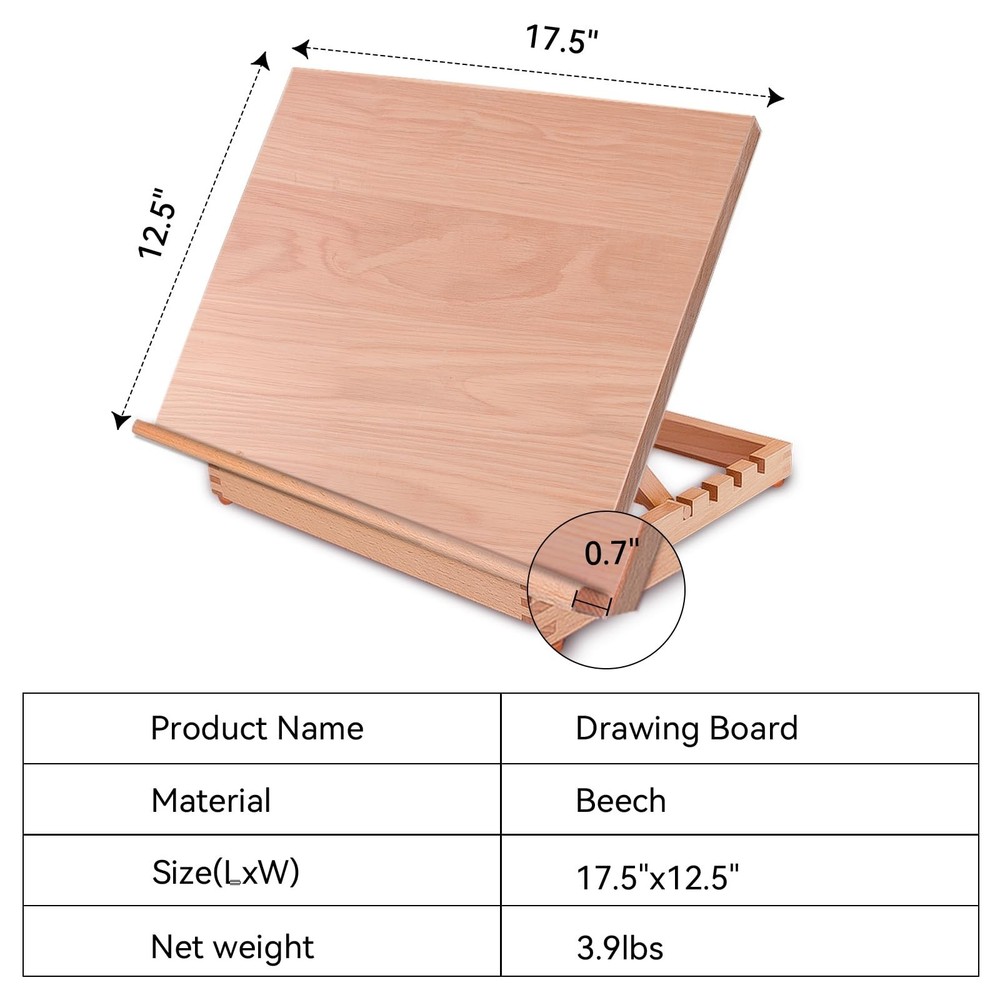 Tabletop Easel A3 Painting Easel with Smooth Surface, Adjustable Angle Art Ea...