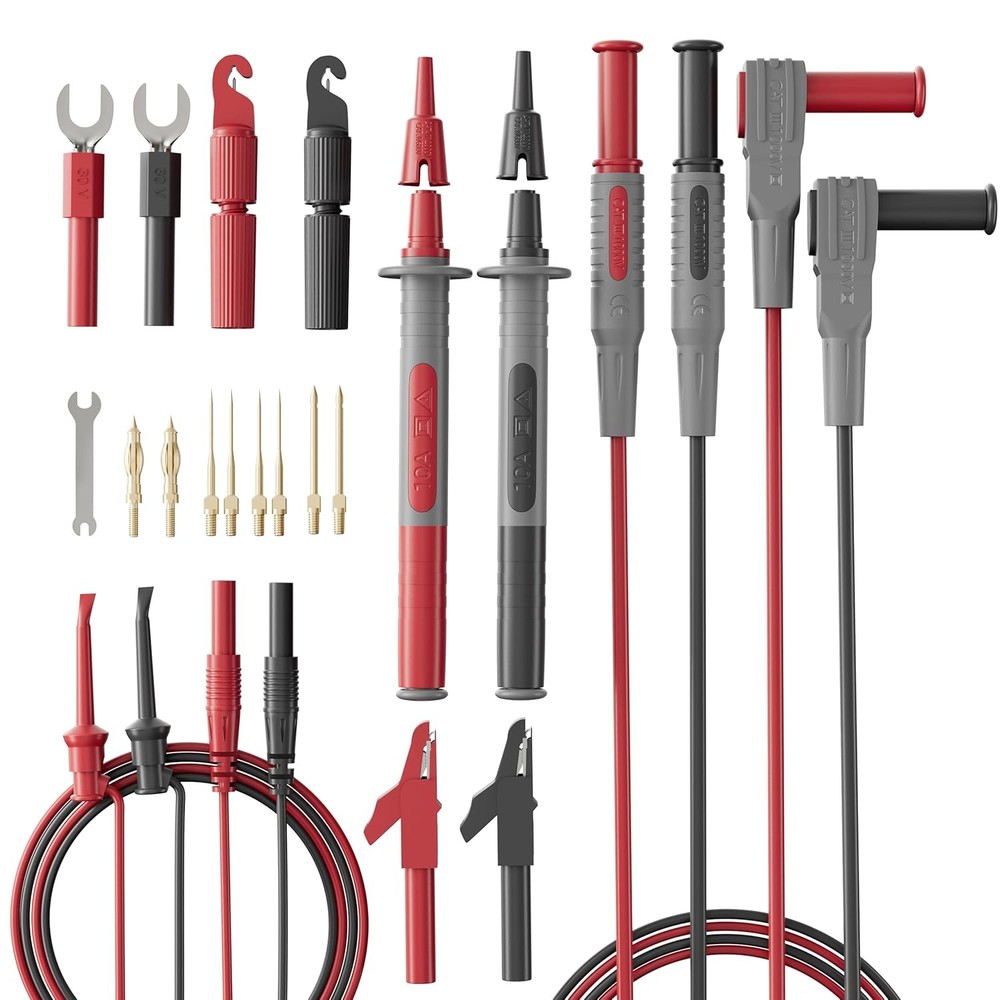 25-Piece Silicone Multimeter Test Lead & Back Probe Kit - Premium Modular Volt
