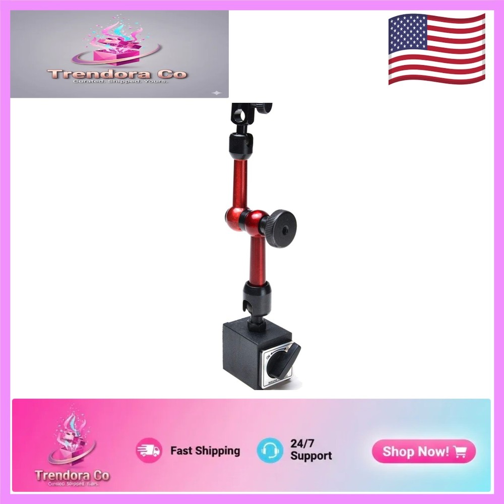 Adjustable Red Magnetic Base Holder with 3-Joint Flexibility for Dial Indicators