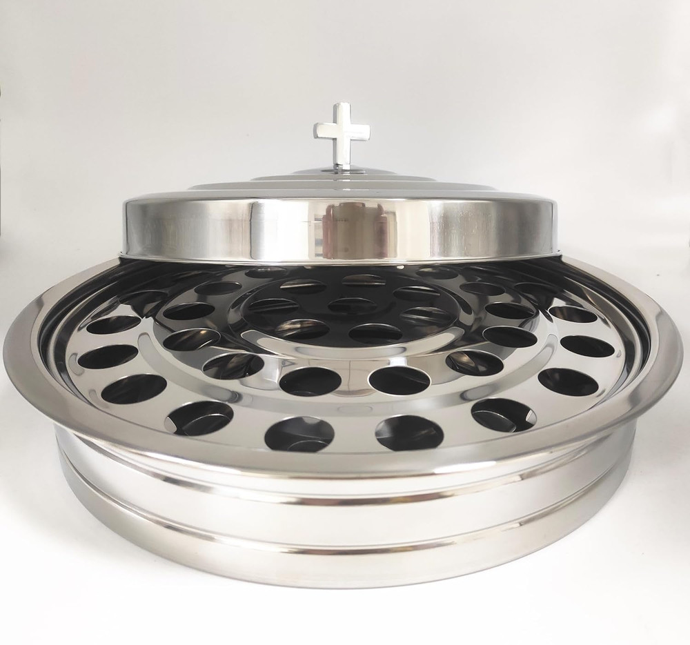 Stackable Silver Communion Tray with Cover for Church Service