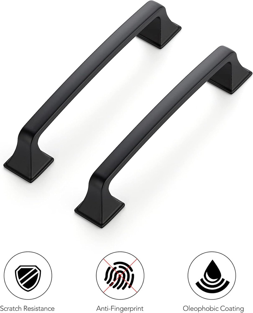 25 Pack Matte Black 5" Square Cabinet Pull Handles for Kitchen & Cupboards