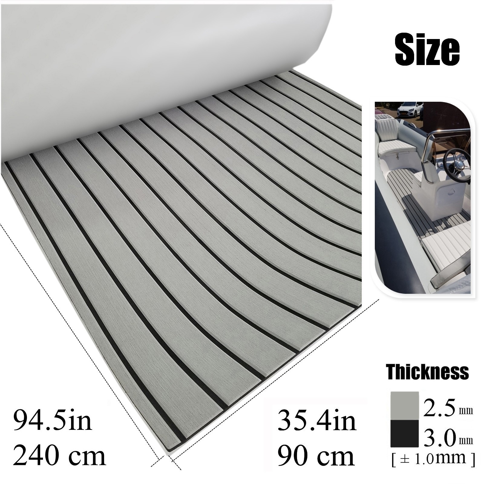 Self-adhesive Boat Flooring EVA Foam Teak Decking for Yacht Pontoon Boat | Gray