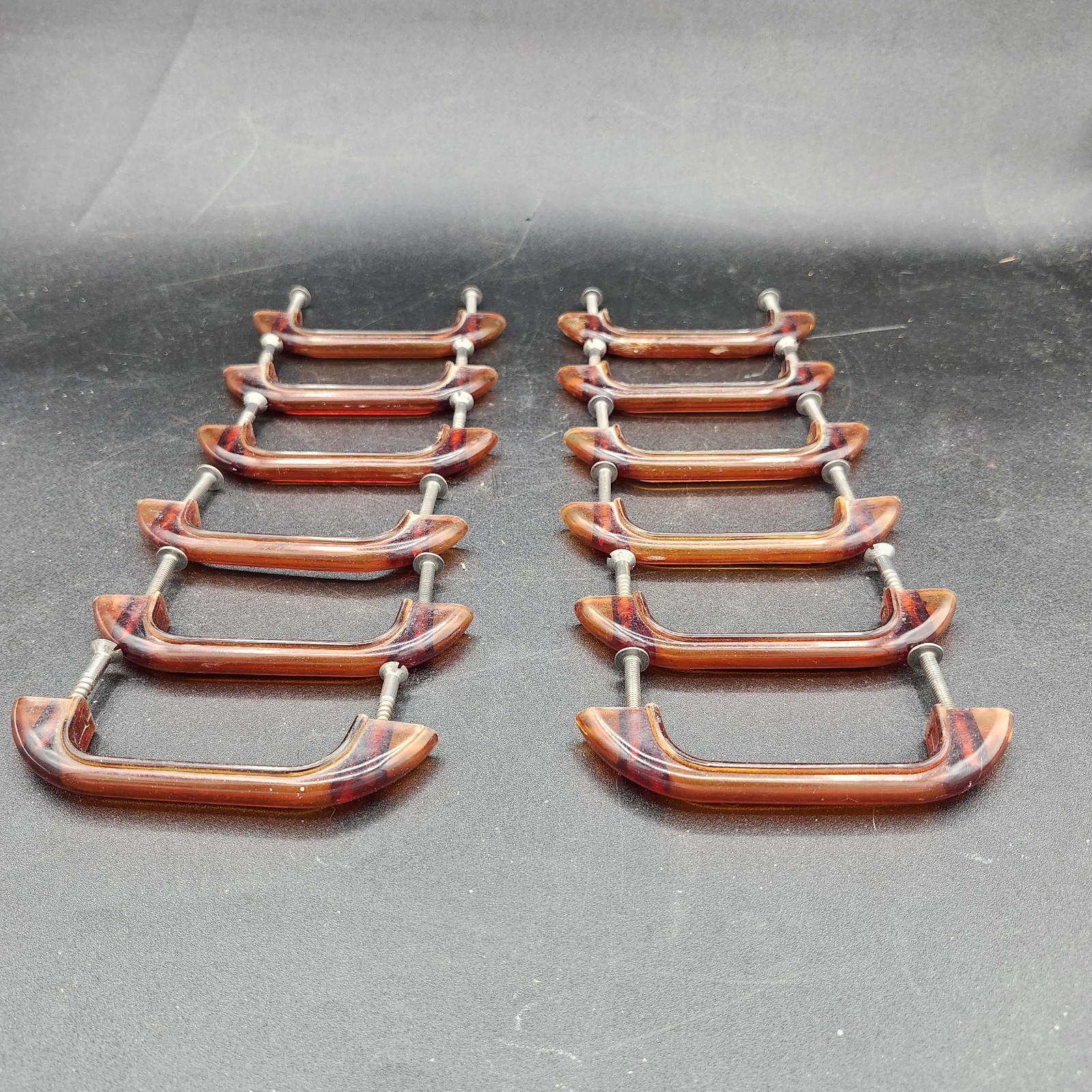 Lot Of 12 Vintage Art Deco Amber Bakelite Drawer Pulls  1930s/40s 3 1/8"OC