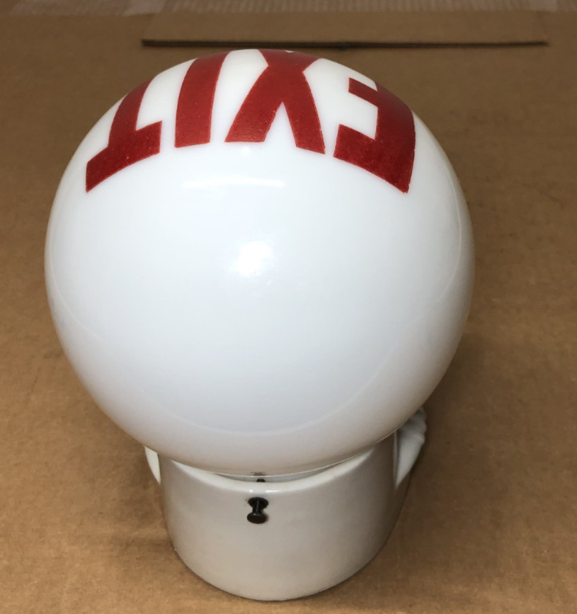 Antique Exit Glass Shade Vtg Wall Sconce Porcelain Light Fixture Art USA #L32