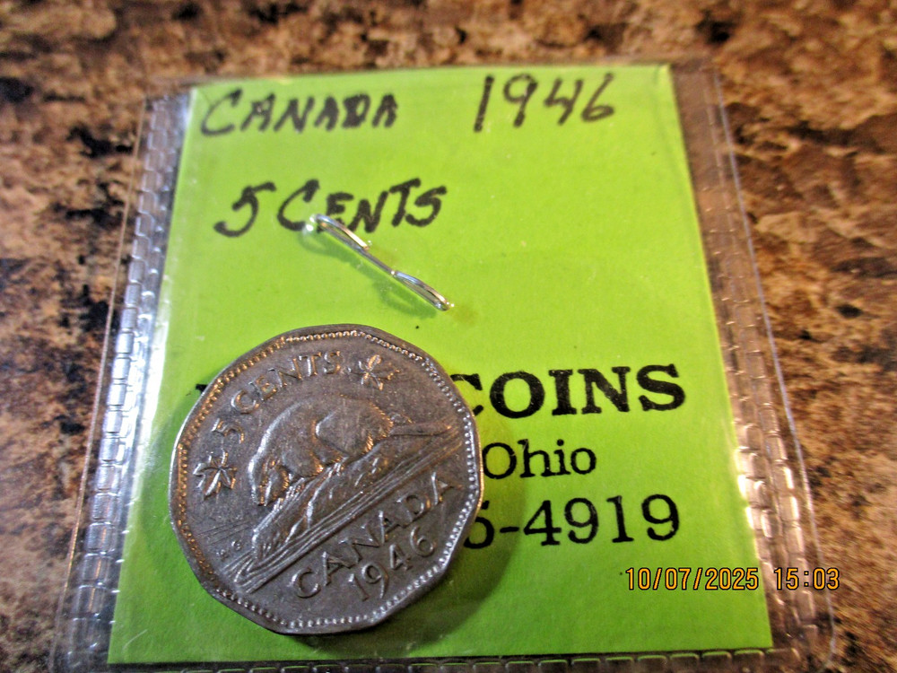 1946 CANADA FIVE CENTS 1 COIN      E